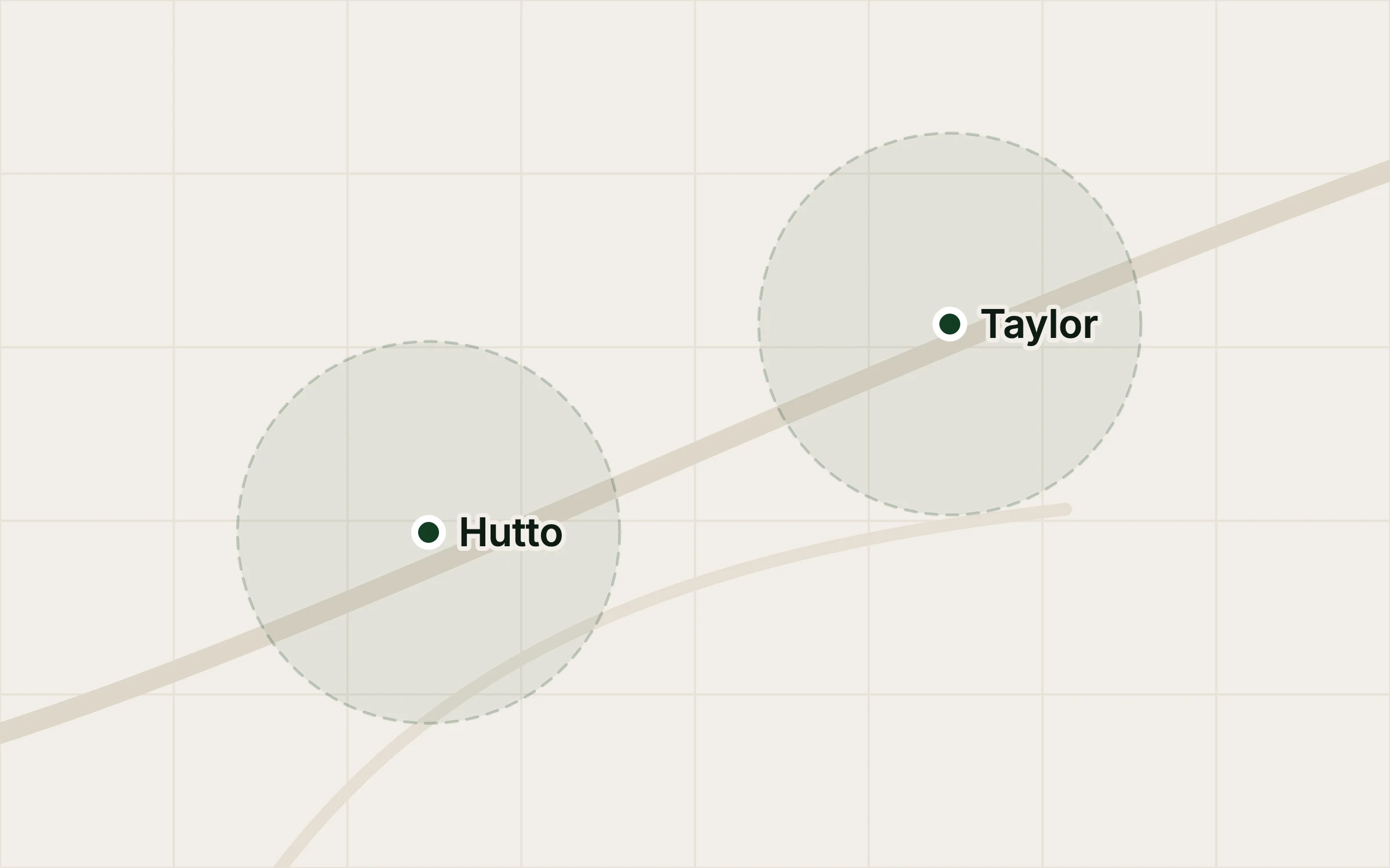 Map of the service area around Hutto and Taylor, Texas
